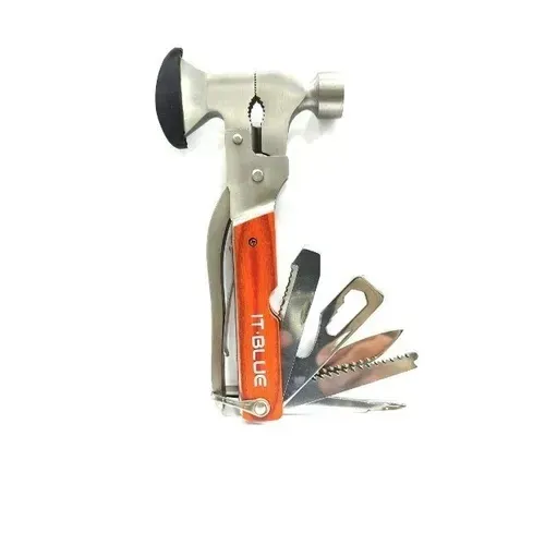 Martelo multifuncional Alicate Aço Carbono Machadinha Canivete 9 funções it-blue LE-1918