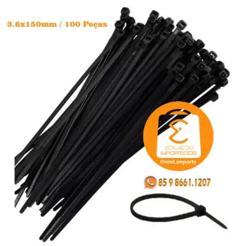 Abraçadeira de Nylon Enforca Gato 3.6x150mm kit 100 Peças BOM-5505