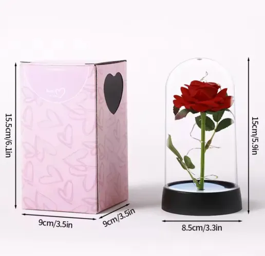 Rosa Encantada na Cúpula de Vidro - Decoração Romântica