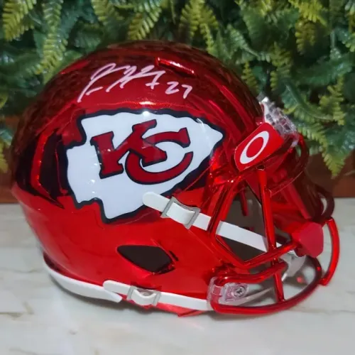 KAREEM HUNT mini capacete autografado Kansas City Chiefs NFL ed. Chrome ultra limitada