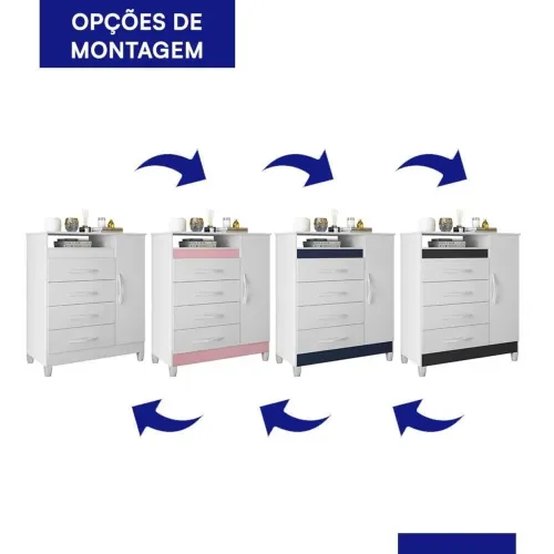 Cômoda com 4 gavetas e uma porta entrega e montagem grátis oferta valida