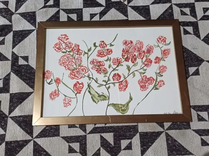 Quadro pintura de rosas 23x33