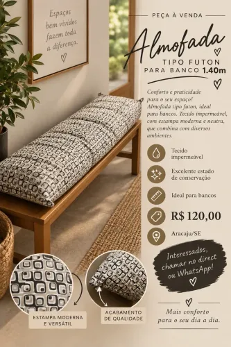 Almofada tipo futon para banco 1.40m