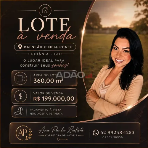 LOTE A VENDA JARDIM BALNEARIO MEIA PONTE