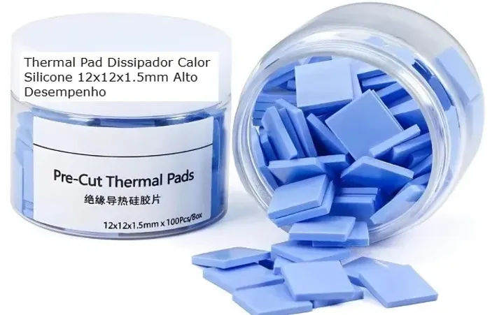 Thermal Pad Dissipador Calor Silicone 12x12x1.5mm Alto Desempenho