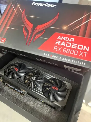 Placa de Vídeo RX 6800 XT 16GB PowerColor Red Devil - Completa na Caixa