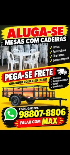 Alugamos mesas e cadeiras para eventos