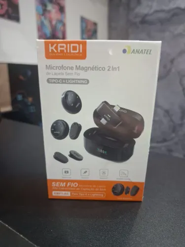 Microfone de lapela duplo com entradas (Lightning e Tipo c)