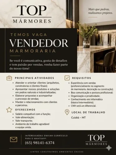 Vendedor para marmoraria