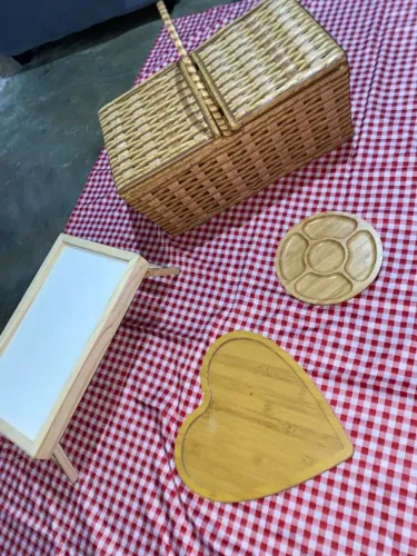kit piquenique completo vime e bambu