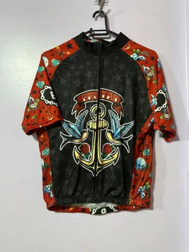 Camisa Ciclismo Feminina Brutas Tattoo Old School Zíper Inteiro - Tam P