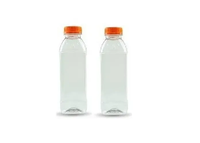 Kit 10 Garrafinha Pet Quadrada 500ml Descartável Tampa Laranja Com Lacre