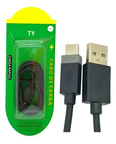 CABO DE CELULAR TURBO DE CARTELA VERDE TYPE - C 25W