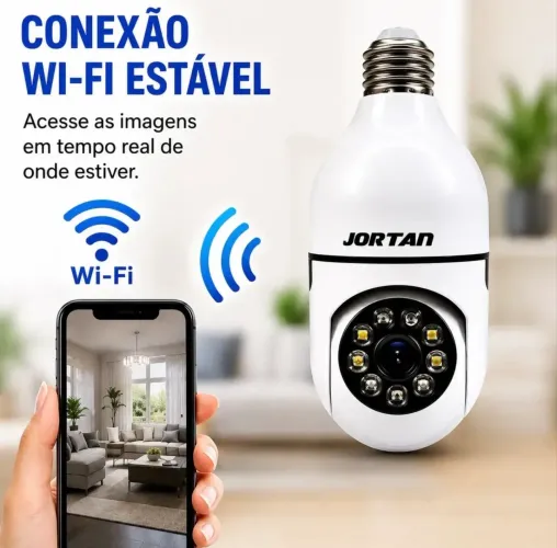 Câmera Lampada Espia Wi-fi Giro 360 Graus Noturna Colorida