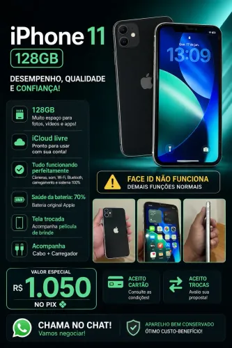  iPhone 11 128GB - Preto - Completo 