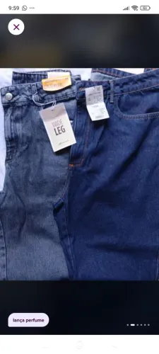 Duas Calças Jeans Wide Leg e lança perfume