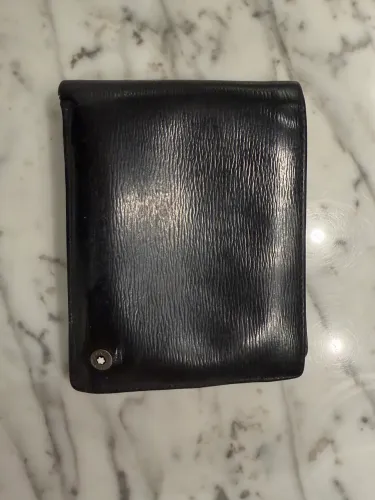 Carteira Montblanc em couro preto, modelo bifold, ORIGINAL!