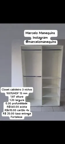 Closet cabideiro 3 nichos
