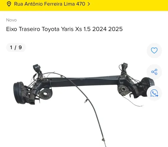 EIXO TRASEIRO TOYOTA YARIS 2024 2025 Completo