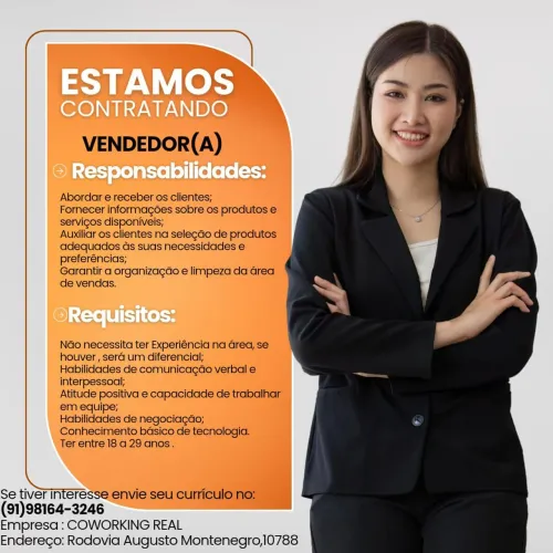 Vaga de emprego para Vendedor (a)