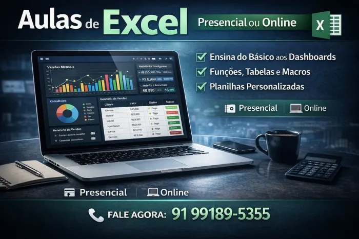 Aulas de Excel - do básico aos dashboards profissionais<br>