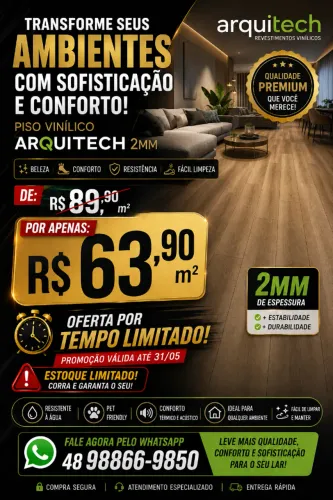 Piso Vinílico Arquitech 2mm por R$ 63,90/m2 à Vista