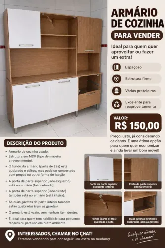 Armário de Cozinha Usado - R$ 150