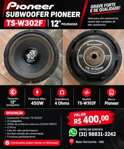 SUBWOOFER PIONEER TS-W302F 12" - 450W