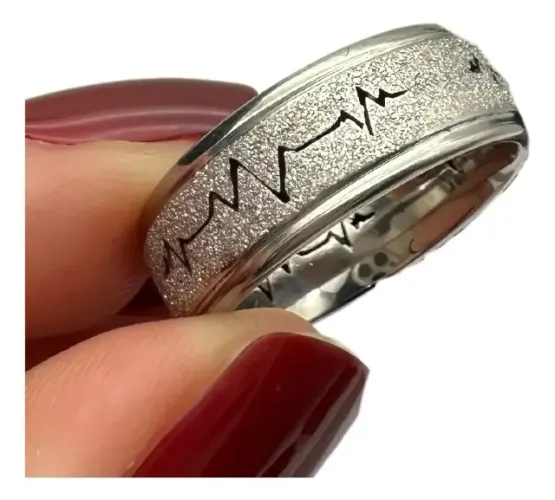 anel batimento coração aço 316l prata diamantada 5x11-98 1 um