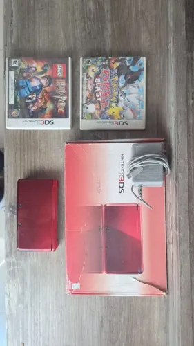 Nintendo 3DS Vermelho + Caixa + 2 Jogos Originais