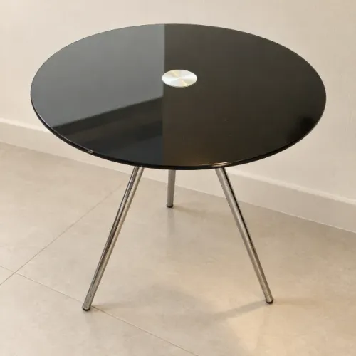 MESA DE VIDRO PRETA REDONDA - TOKSTOK GALÁXIA