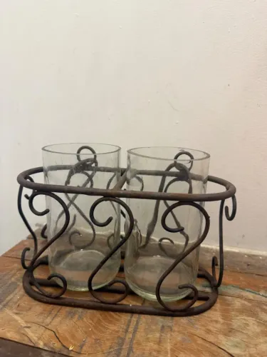 Vaso ou Porta velas em ferro artesanal