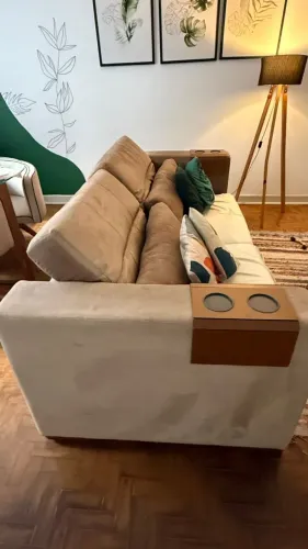 Sofá Retrátil e Reclinável Premium 2,23m c/ Porta-Copos (Impermeabilizado)