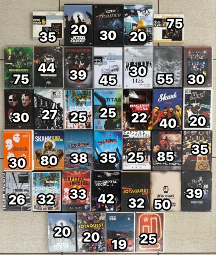 cds, dvds, raimundos, titãs, cpm 22, capital inicial, skank, jota quest, pink floid