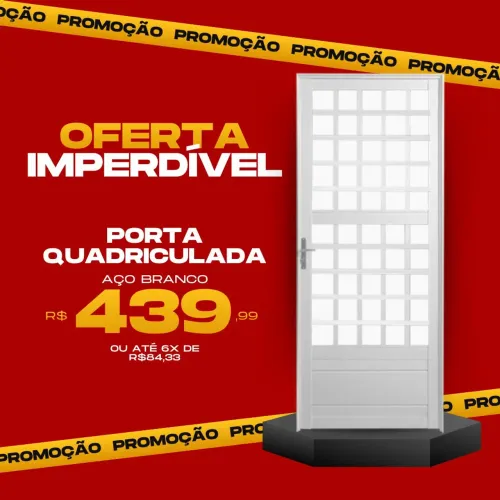 Porta Quadriculada e Palito Aço Branco