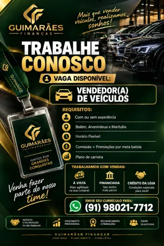 VAGA PARA VENDEDOR DE LOJA DE VEÍCULOS