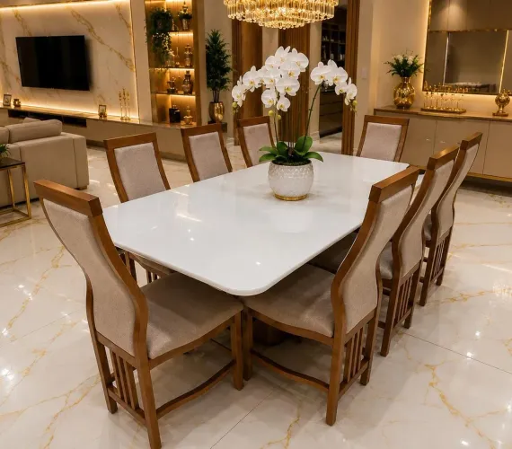 Mesa de Jantar Alto Padrão - Design Moderno - 8 Lugares - ENTREGA GRÁTIS