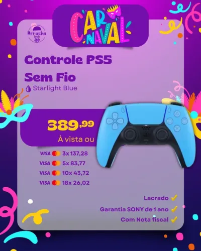 Controle PS5 Starlight Blue (Azul) - Lacrado