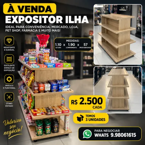 Expositor Ilha cor Carvalho intacto