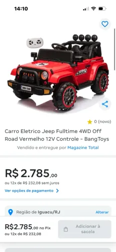 Carro elétrico infantil