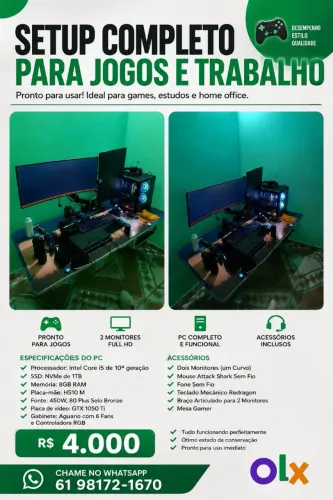 PC GAME PARA ESTUDO, JOGOS, E TRABALHO HOME OFFICE