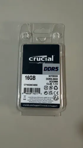 Memória RAM Crucial 16GB DDR5 5600MHz SODIMM para Notebook | Lacrada
