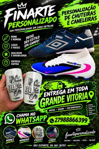Personalização de chuteira e caneleira