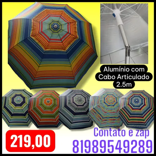 Guarda sol de alumínio estampado 2.5m com cabo Articulado 