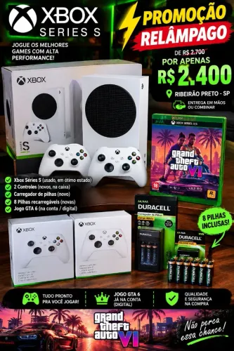 XBOX SERIES S 2 CONTROLES COMPLETO, promoção relâmpago
