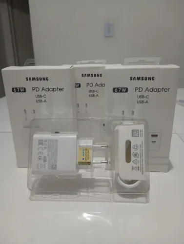 Carregador Turbo 67w Pd Adapter Usb-c Usb-a Compatível Samsung<br><br>com cabo typec