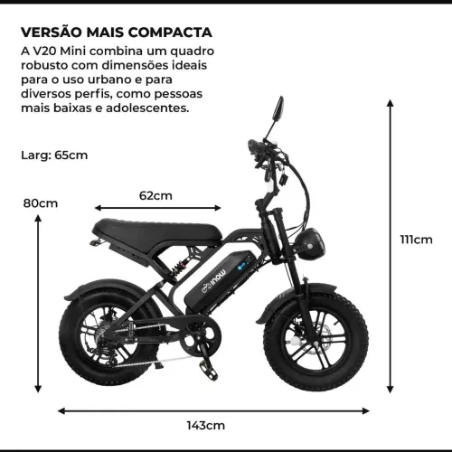 Bicicleta Bike Elétrica V20 Mini 750W
