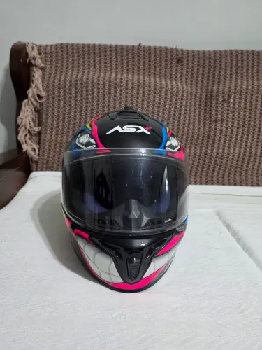 Capacete ASX Draken Marianny - Preto/Amarelo/Azul - Tam. 54