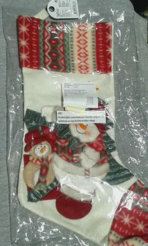 BOTA DE NATAL, Porta presente em alto relevo bordado, nova!