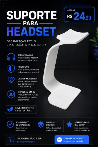 Suporte para headset impresso em 3D